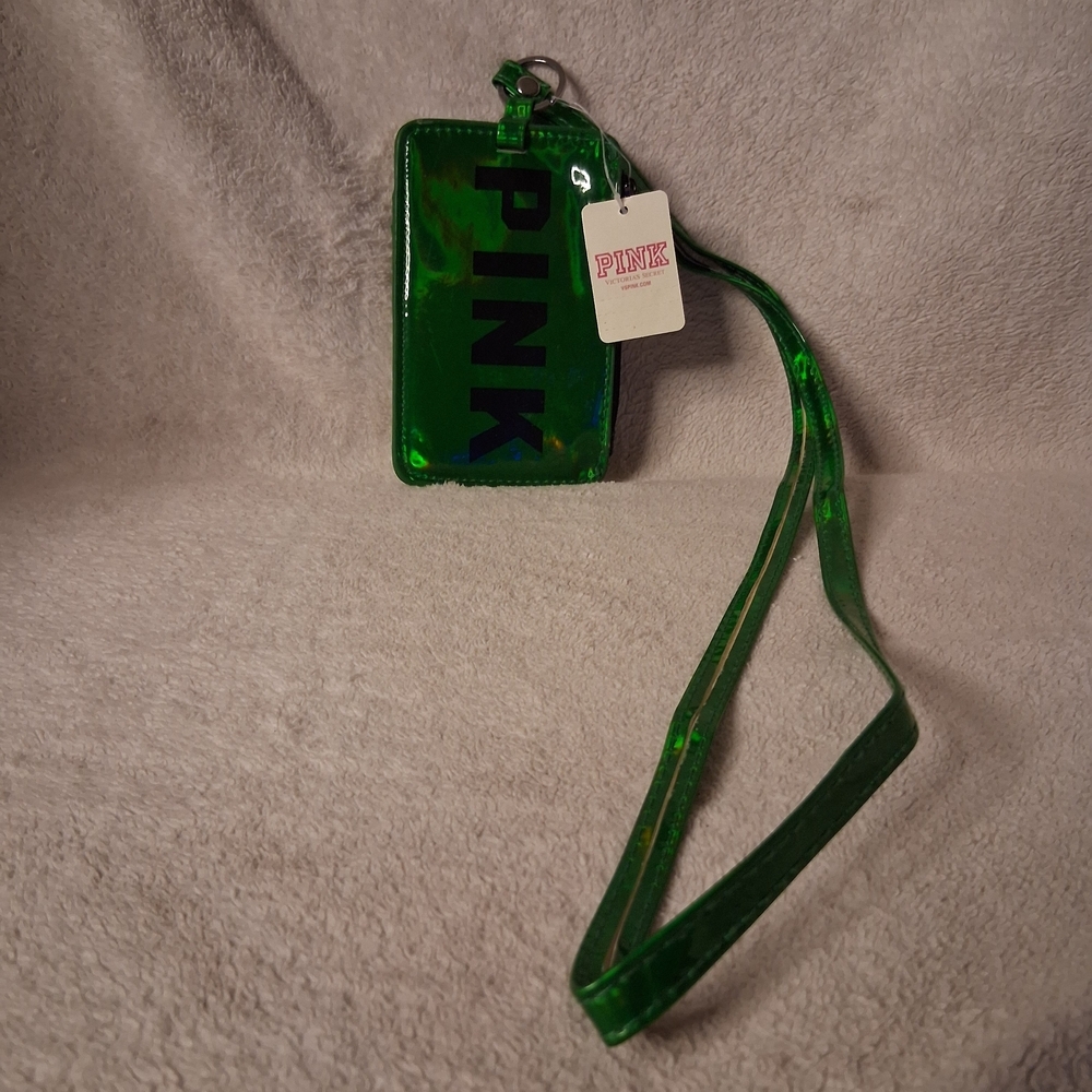 PINK Victoria's Secret Green Key & Card Holder